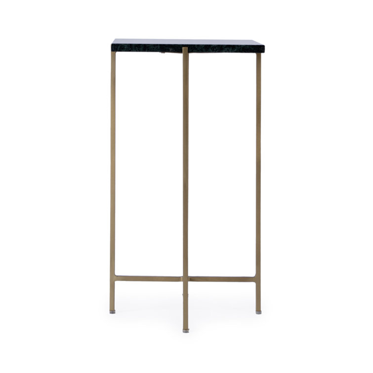 Modern Loft White Marble and Iron End Table