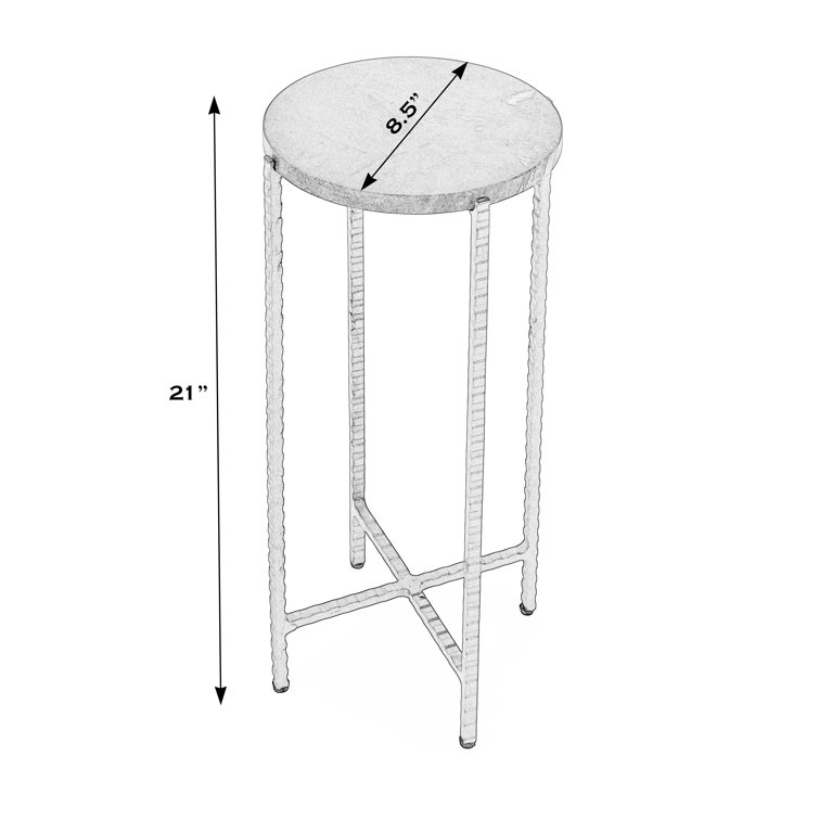 Twisted Iron Legs White Marble Round End Table