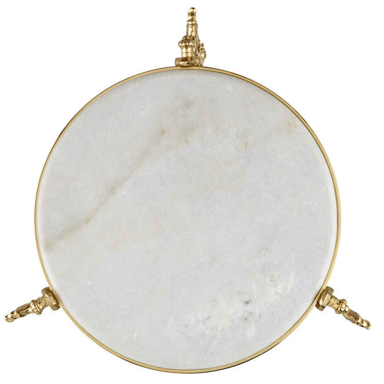 Fiore Polished Brass and Marble Round End Table