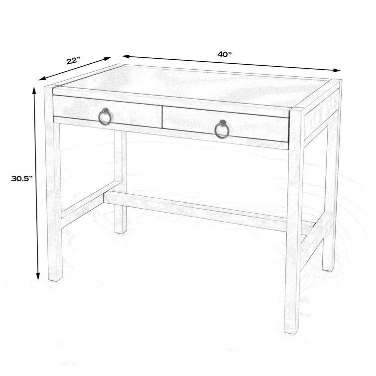 Elin 116'' Navy Minimalist Wood Writing Desk with Drawers
