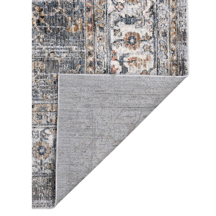 Charcoal Rectangular Oriental Synthetic Area Rug 5'3" x 7'6"