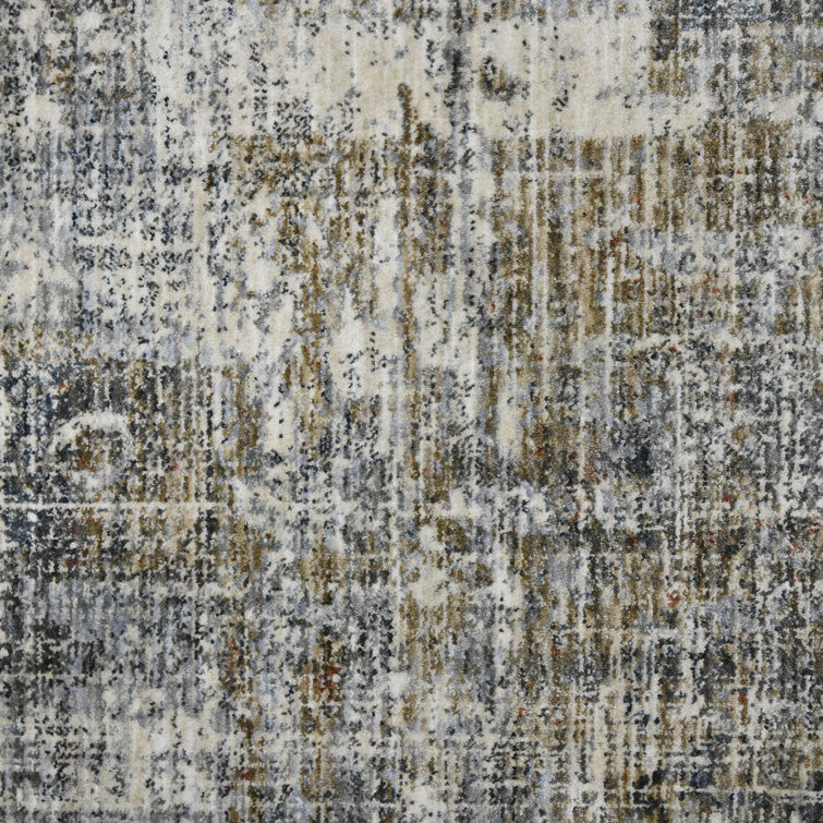 Gray and Orange Rectangular Polyester Area Rug