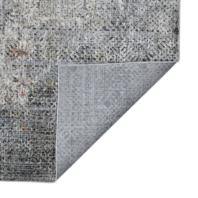 Rosslyn Transitional Gray 7'10" x 9'10" Synthetic Oriental Area Rug