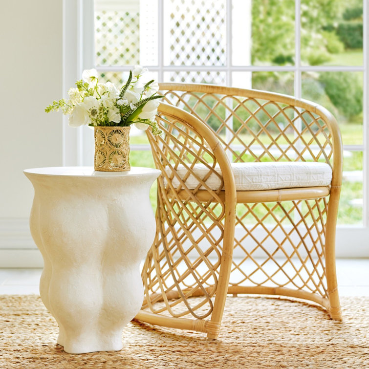 Fresco White Abstract Resin Round End Table