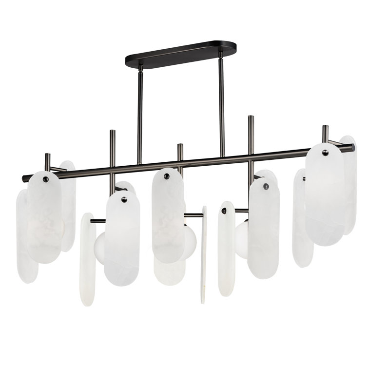 Gunmetal and White Alabaster 5-Light LED Island Pendant