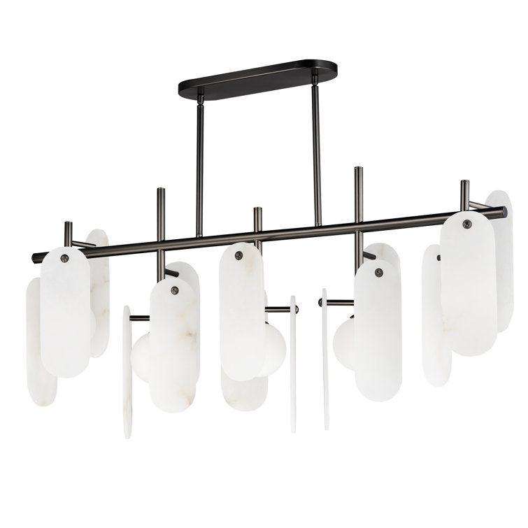 Gunmetal and White Alabaster 5-Light LED Island Pendant