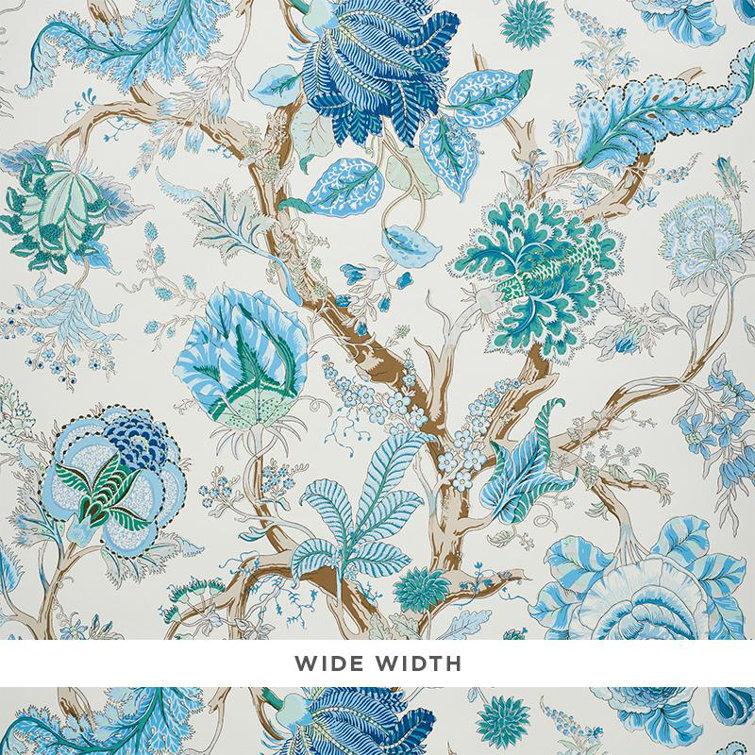 Peacock and Emerald Floral Tree of Life Wallpaper