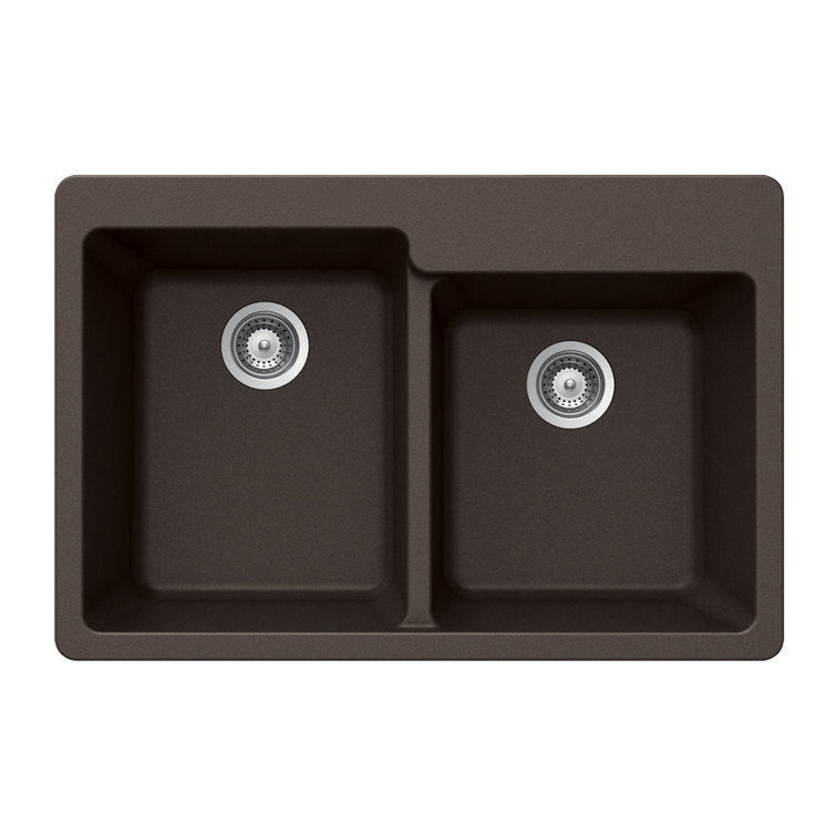 Mocha Quartz Double Bowl Drop-In Kitchen Sink