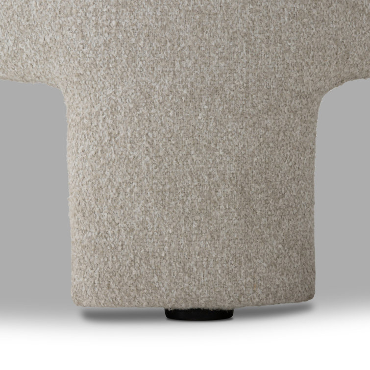 Crete Pebble Upholstered Square Ottoman with Plywood Frame