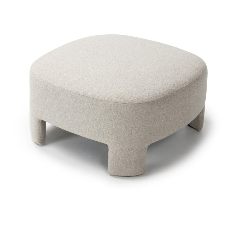 Crete Pebble Upholstered Square Ottoman with Plywood Frame