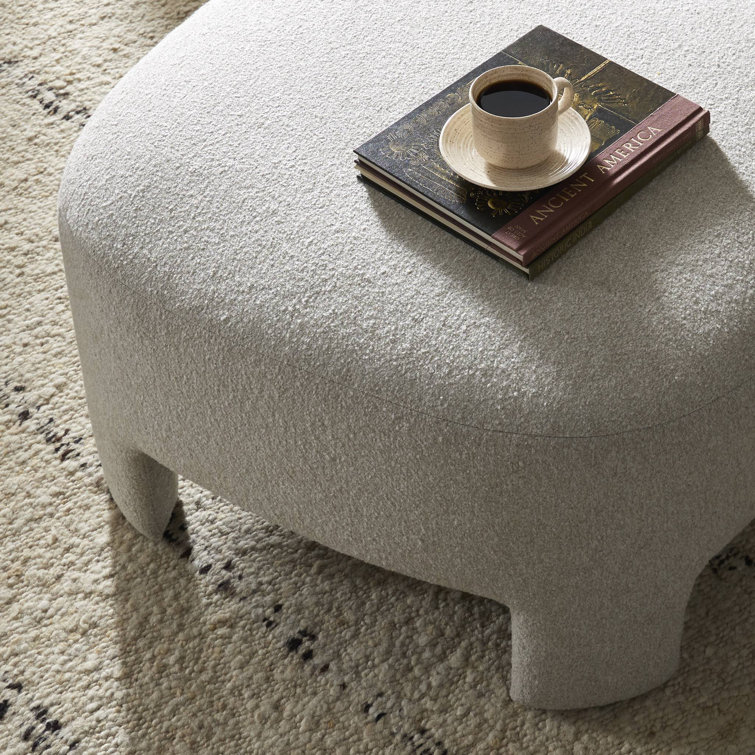 Crete Pebble Upholstered Square Ottoman with Plywood Frame
