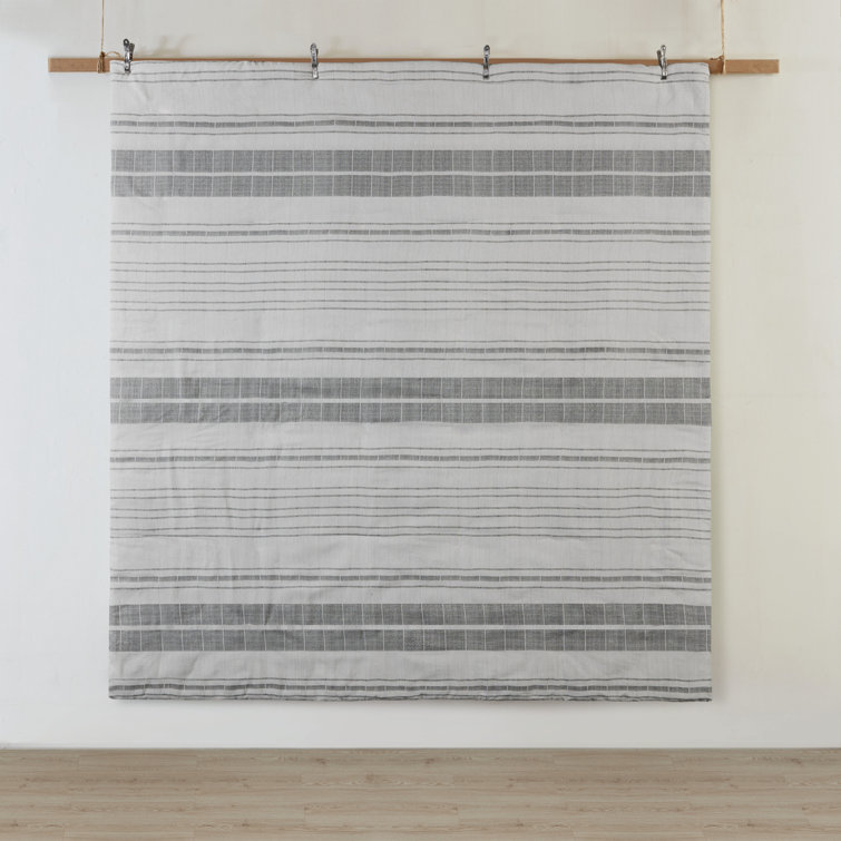 Gray and White Striped Cotton Blend King Bedspread Set