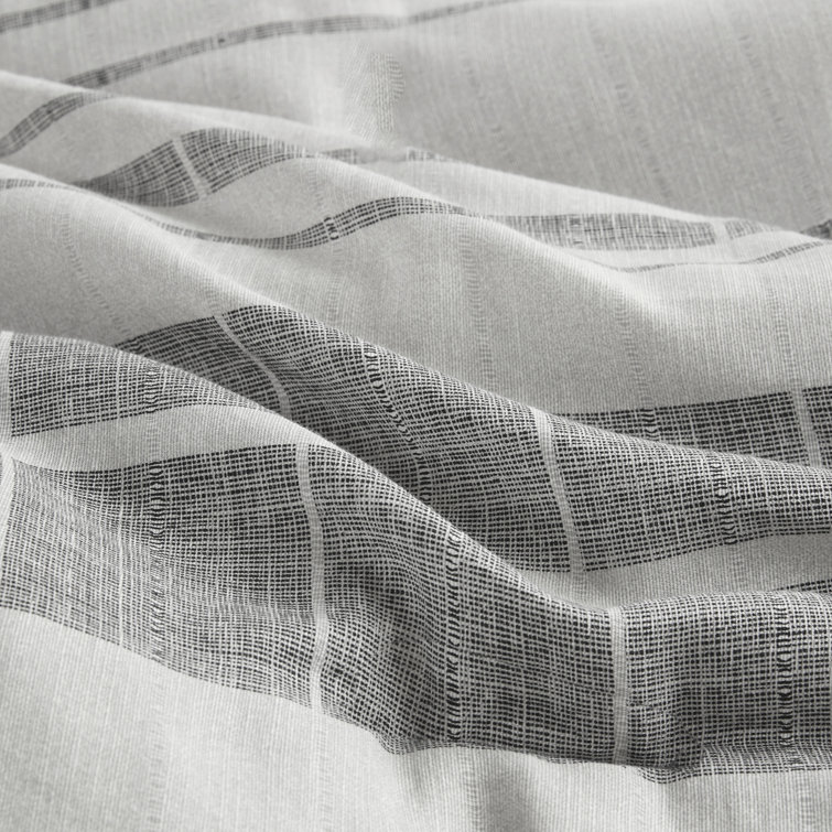 Gray and White Striped Cotton Blend King Bedspread Set