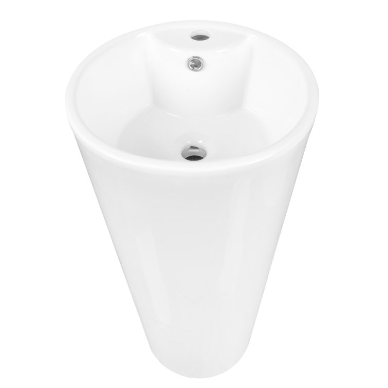 33.66" Tall White Ceramic Pedestal Bathroom Sink