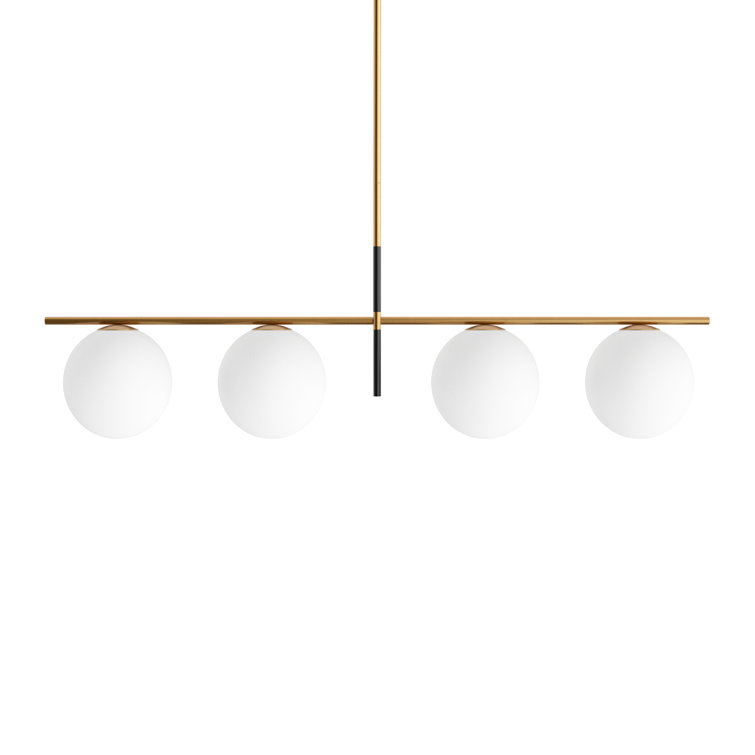 Elegance Defined Satin Brass & Black 4-Light Pendant with Satin White Glass