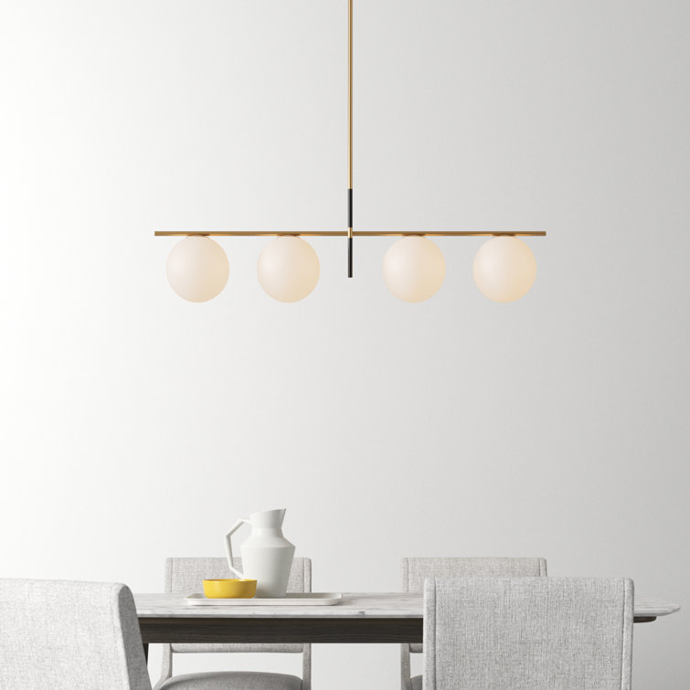 Elegance Defined Satin Brass & Black 4-Light Pendant with Satin White Glass