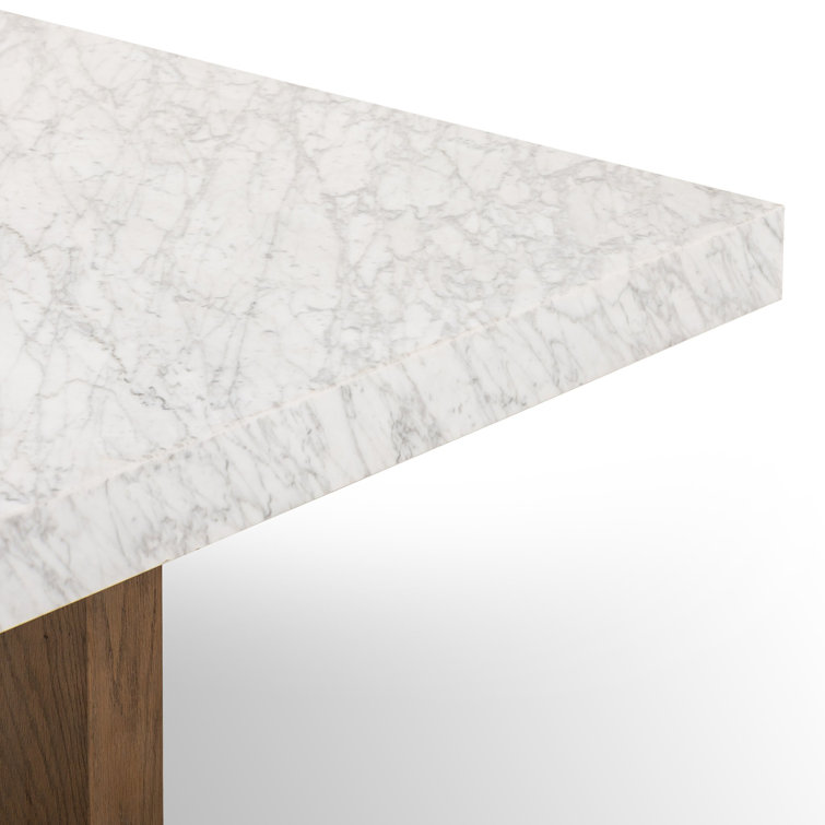 Rectangular Brown and White Marble Coffee Table with Storage