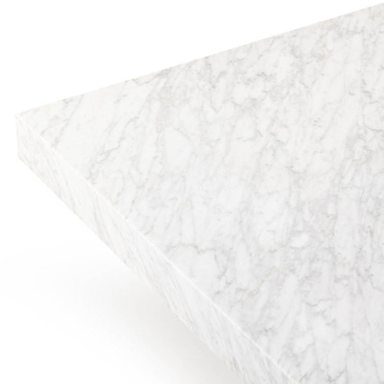 Rectangular Brown and White Marble Coffee Table with Storage