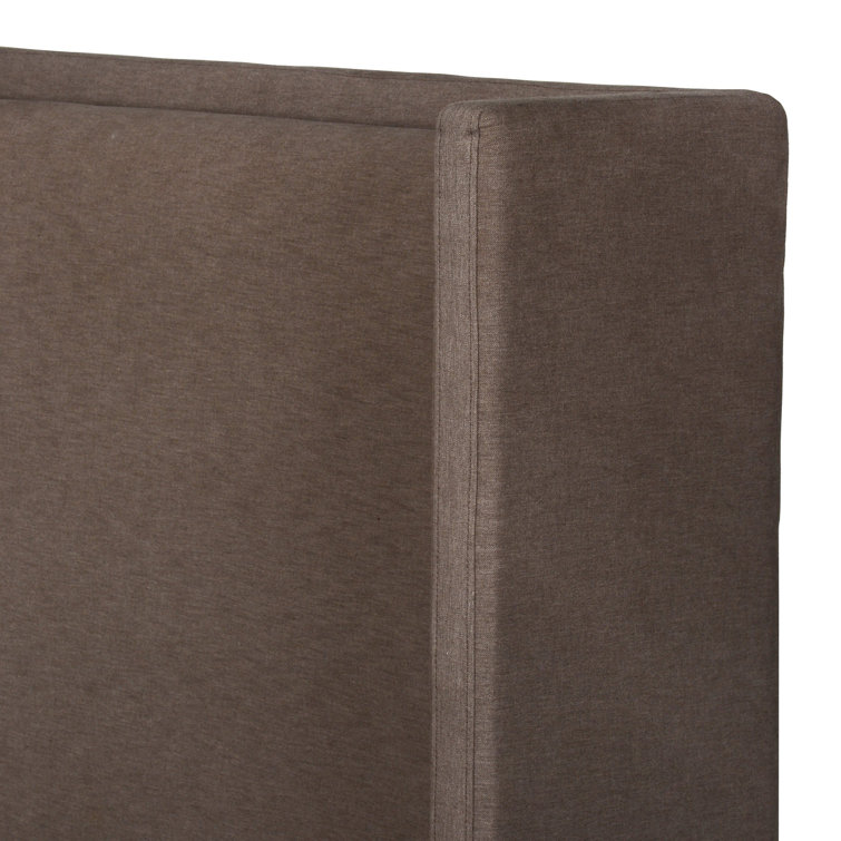 King Taupe Cotton Blend Upholstered Bed with Headboard