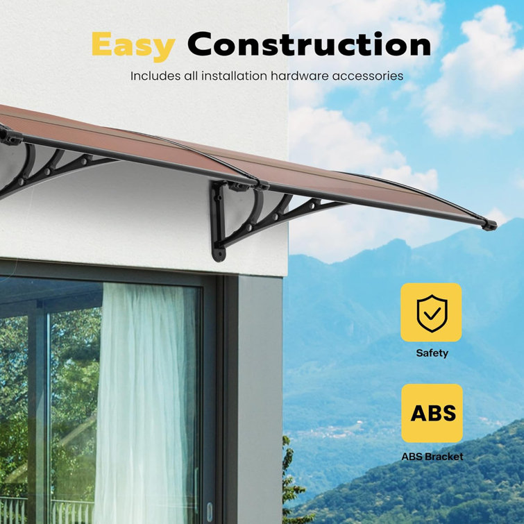40'' Black Aluminum and Polycarbonate Door/Window Awning
