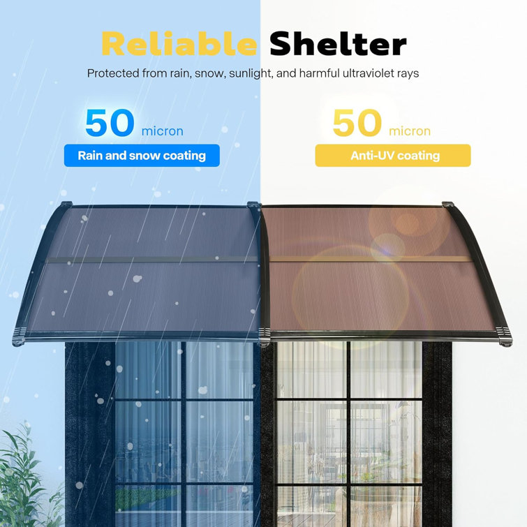 40'' Black Aluminum and Polycarbonate Door/Window Awning