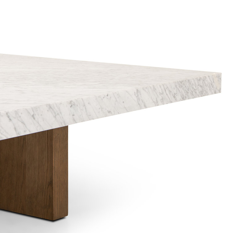 48" Brown and White Marble Square Coffee Table with Storage