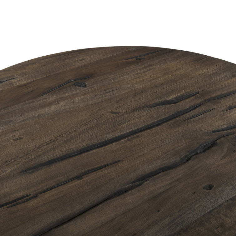Naiesha Round Brown Solid Wood Pedestal End Table
