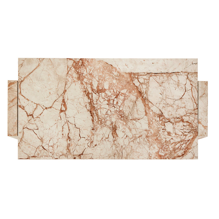 Cream Marble Rectangular Coffee Table with Storage