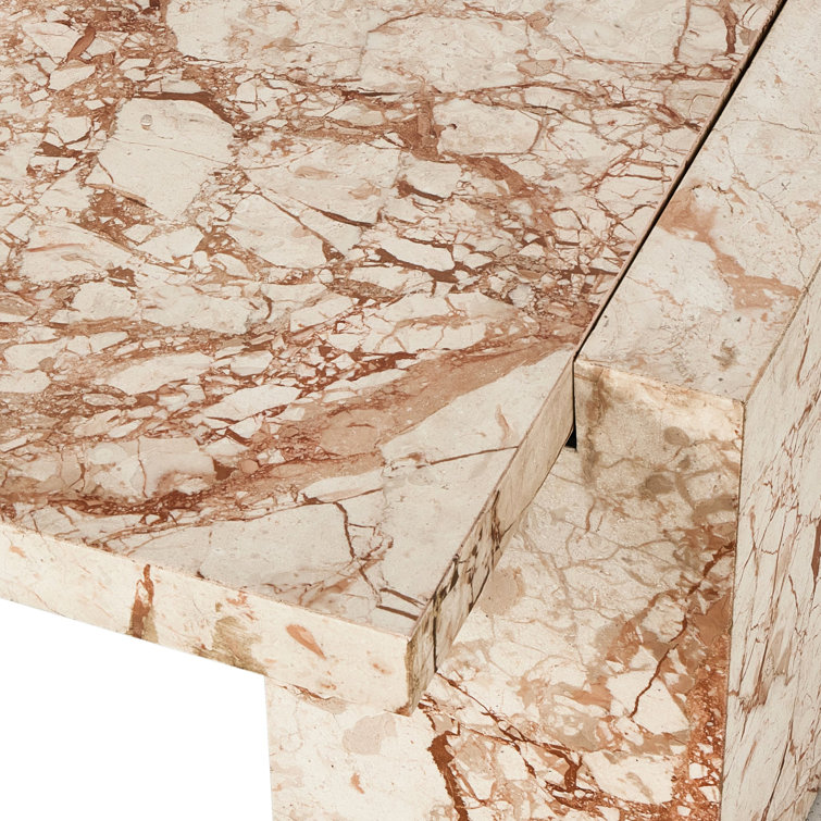 Cream Marble Rectangular Coffee Table with Storage