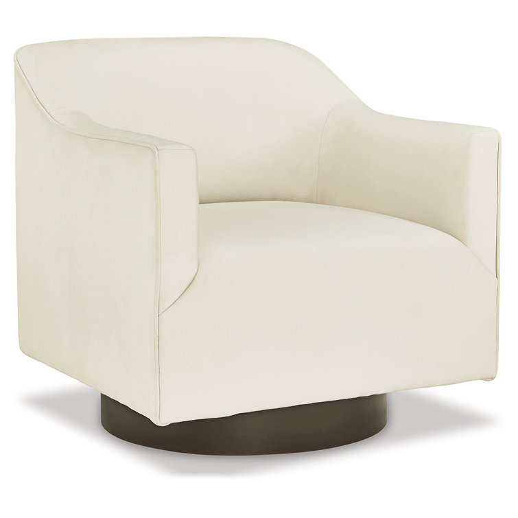 Chalk White Faux Leather Transitional Swivel Accent Chair
