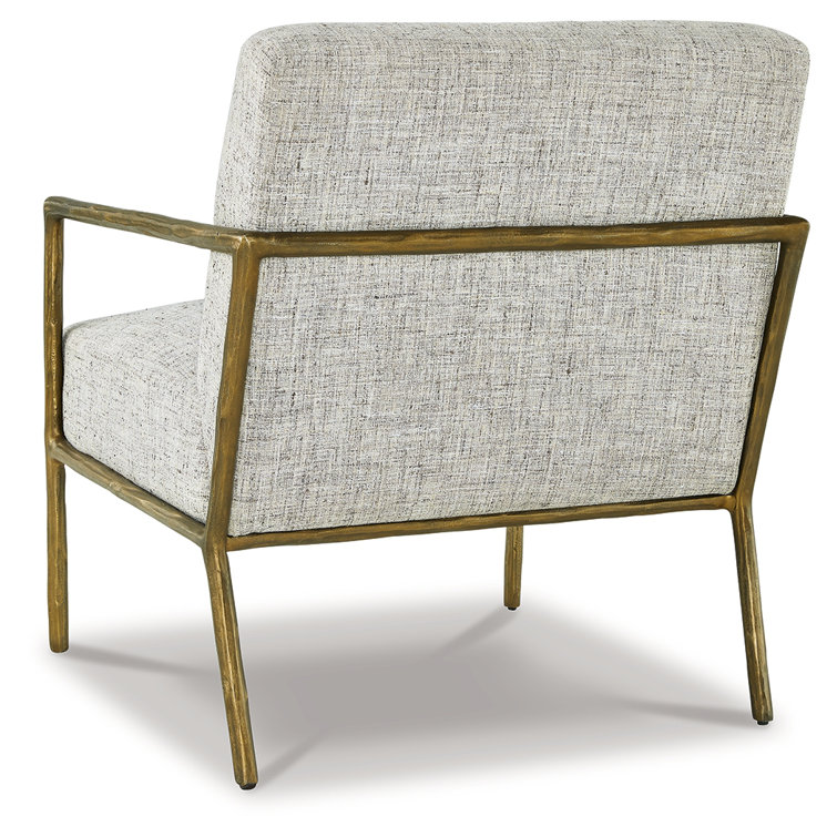 Transitional Ryandale Gold Metal Accent Chair in Sterling Beige