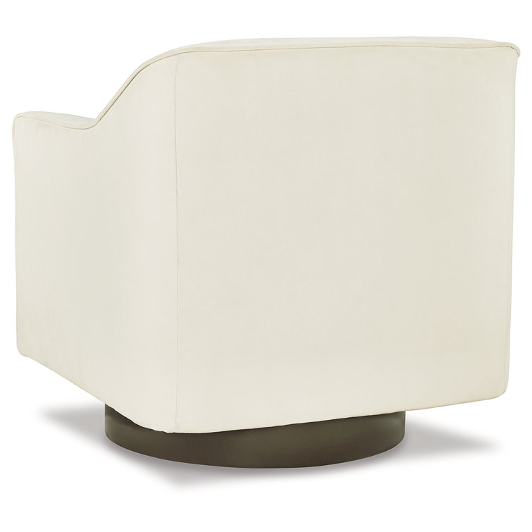 Chalk White Faux Leather Transitional Swivel Accent Chair