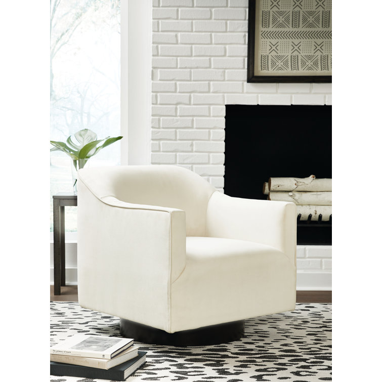 Chalk White Faux Leather Transitional Swivel Accent Chair