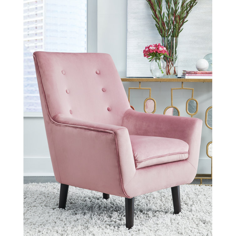 Contemporary Pink Velvet Tufted Accent Chaise, 28"W x 36"H