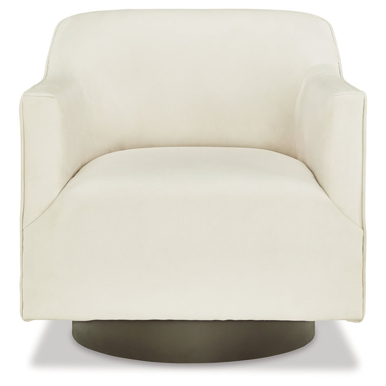Chalk White Faux Leather Transitional Swivel Accent Chair