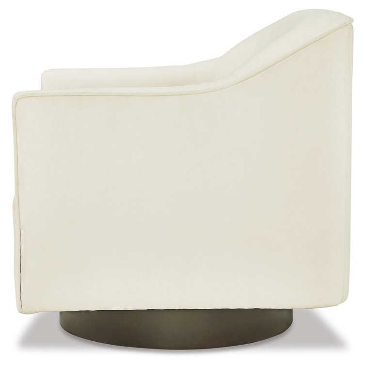 Chalk White Faux Leather Transitional Swivel Accent Chair