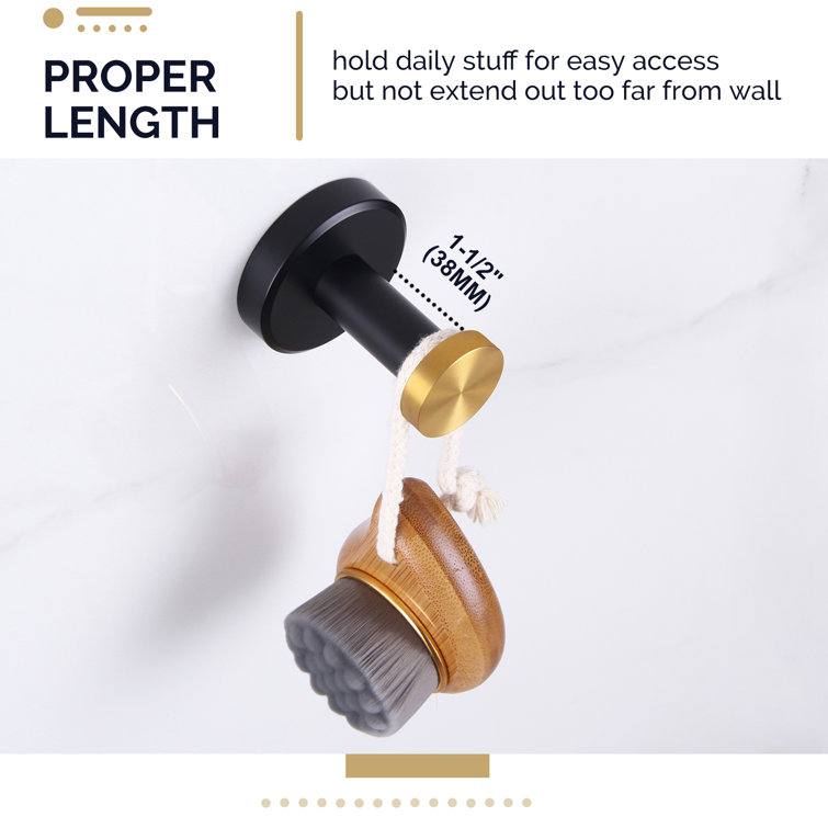 Black and Gold Stainless Steel Wall Mounted Robe Hook