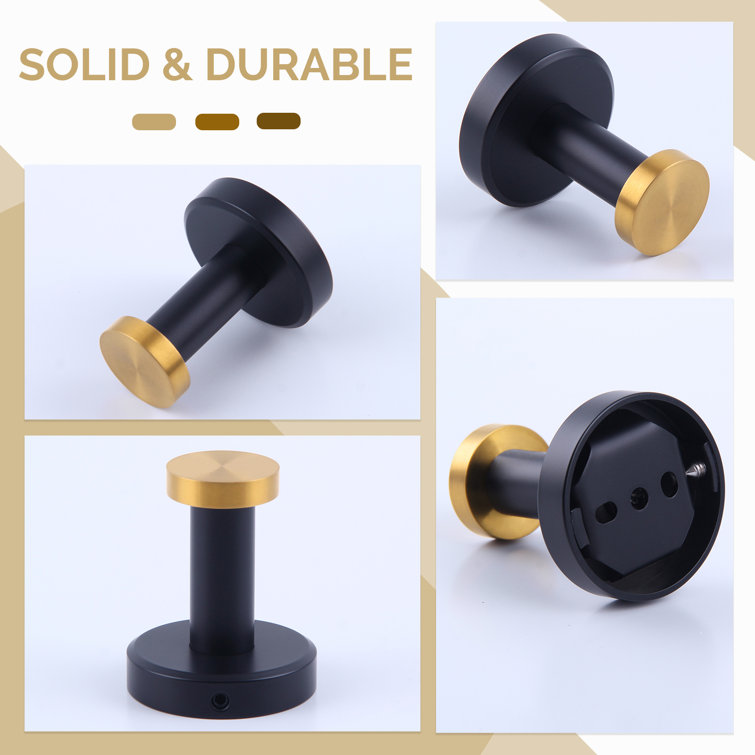 Black and Gold Stainless Steel Wall Mounted Robe Hook