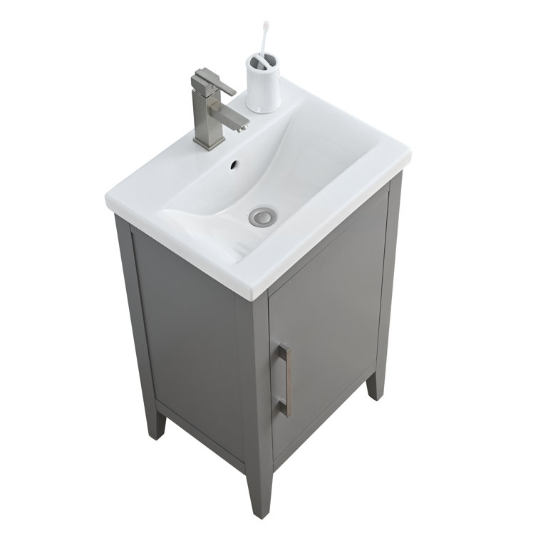 20'' Cashmere Gray Single Bathroom Vanity with Ceramic Top
