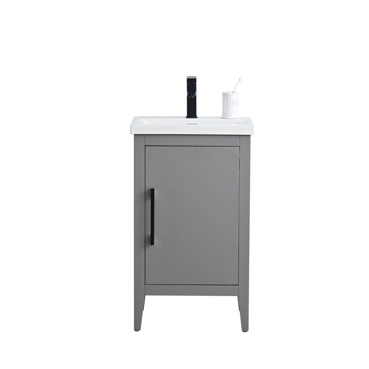 Cashmere Gray Single Bathroom Vanity with Ceramic Top and Matte Black Hardware