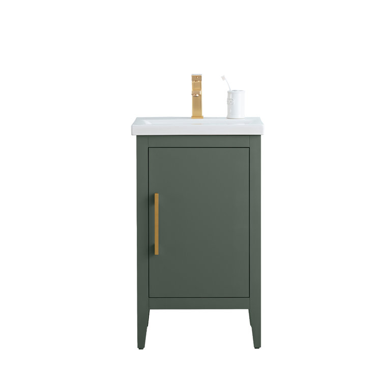 20'' Vintage Green Single Bathroom Vanity with Ceramic Top
