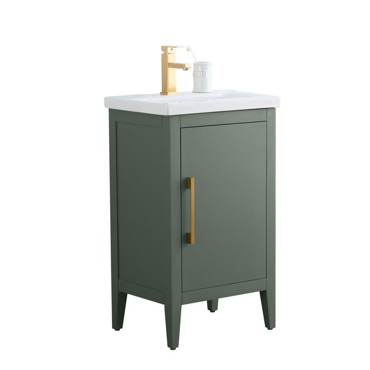 20'' Vintage Green Single Bathroom Vanity with Ceramic Top
