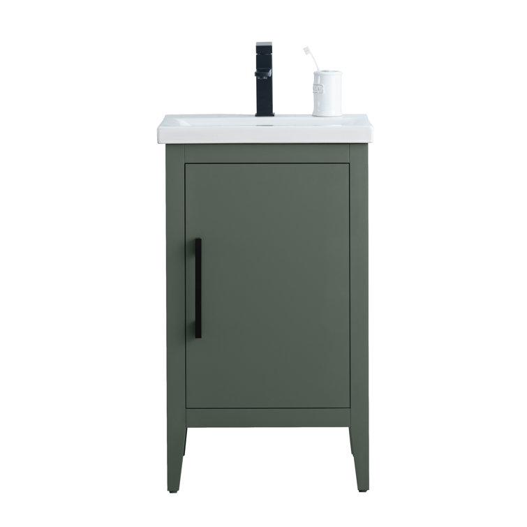 20'' Vintage Green Single Bathroom Vanity with Ceramic Top