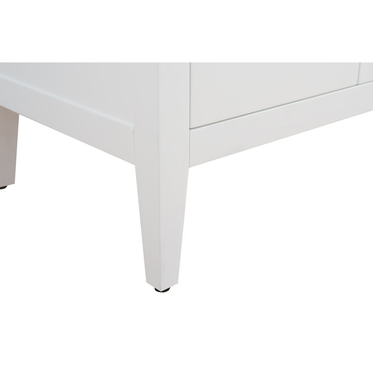 White and Golden Brushed Single Bathroom Vanity with Ceramic Top