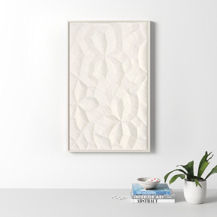 White Geometric Textured Metal Wall Sculpture
