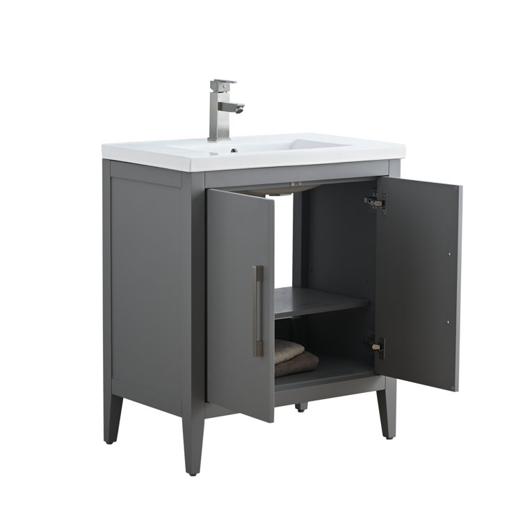 30" Cashmere Gray Single Bathroom Vanity Set with Ceramic Top