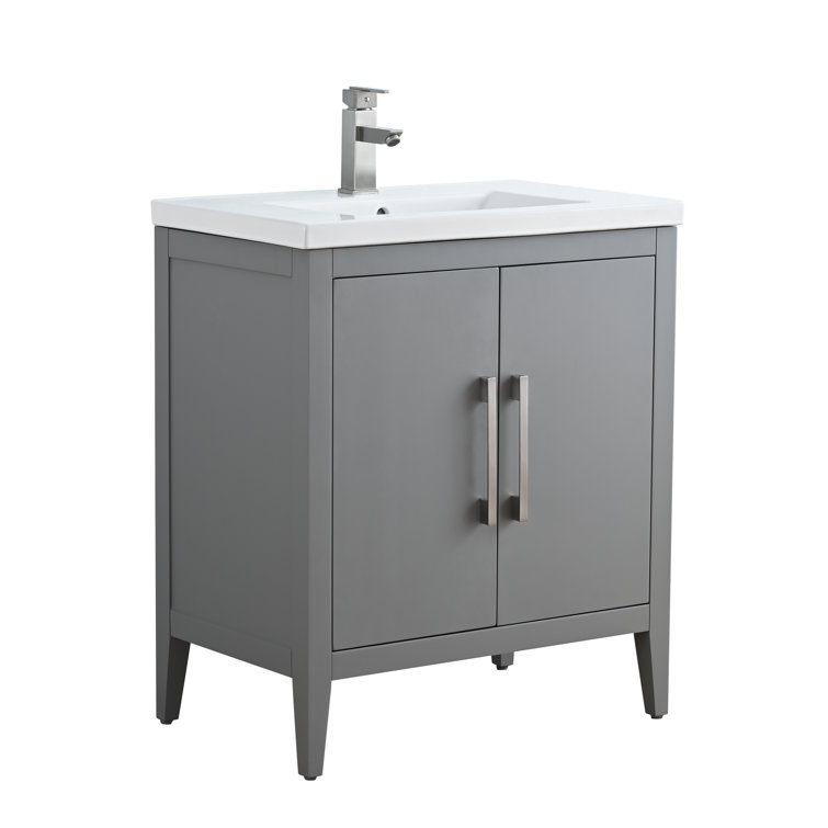 30" Cashmere Gray Single Bathroom Vanity Set with Ceramic Top