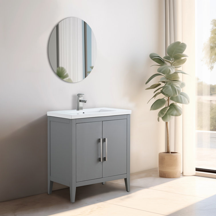30" Cashmere Gray Single Bathroom Vanity Set with Ceramic Top