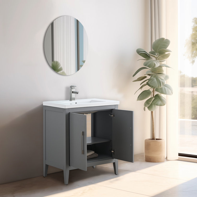 30" Cashmere Gray Single Bathroom Vanity Set with Ceramic Top