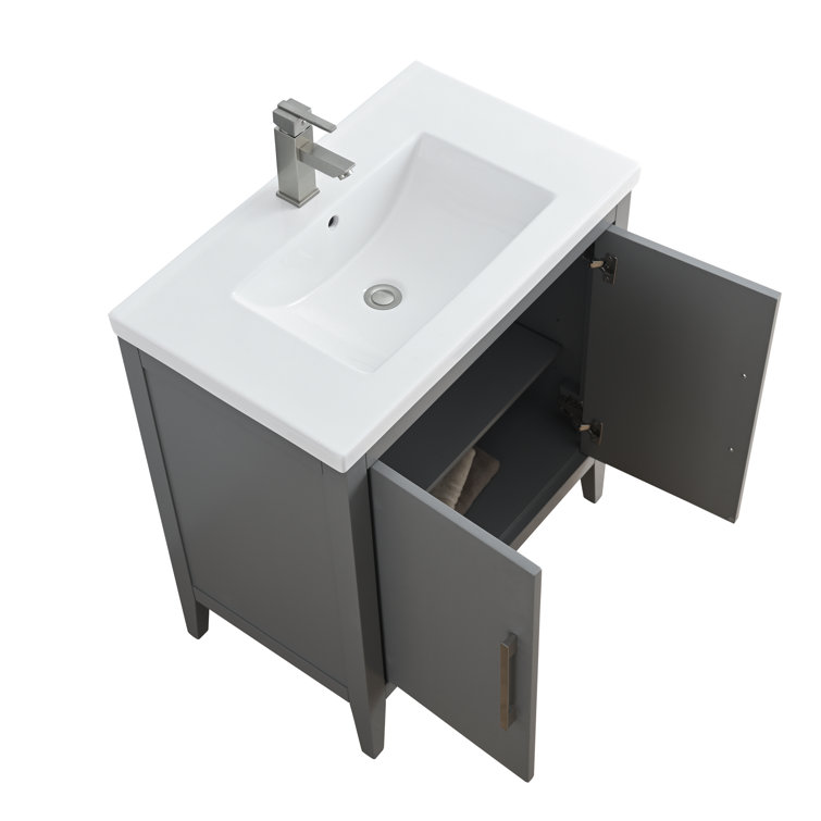 30" Cashmere Gray Single Bathroom Vanity Set with Ceramic Top